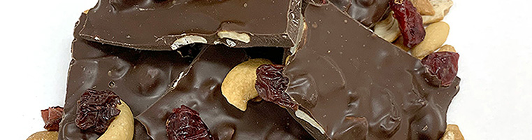 Chocolate Bark with cashew and fruit